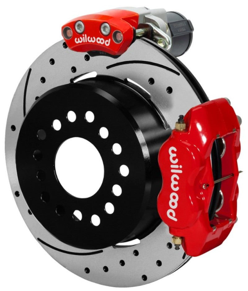 WIL Parking Brake Brake Kit - Wilwood Forged Dynalite Rear Electronic Parking Brake Kit - Red Powder Coat Caliper - D/S Rotor