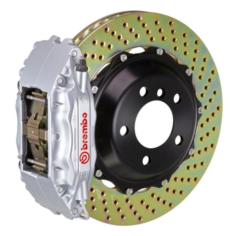 BRB Big Brake Kits - Brembo 04-17 WRX STi Front GT BBK 4 Piston Cast 2pc 355x32 2pc Rotor Drilled-Silver