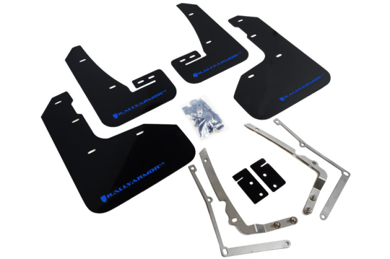 RAL UR Blk Flap/Blue Logo - Rally Armor 15-17.5 MKVII VW Golf R Black UR Mud Flap w/Blue Logo