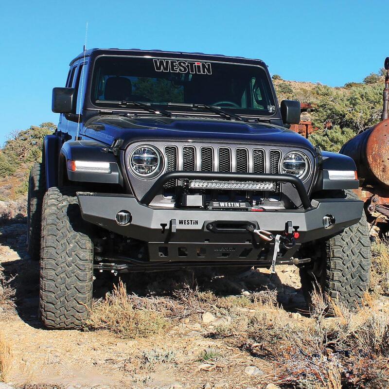 WES WJ2 Bumpers - Westin 18-19 Jeep Wrangler JL WJ2 Full Width Front Bumper w/Bull Bar Textured Black