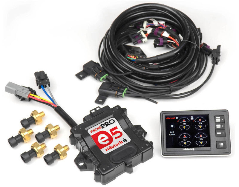 RID Air Control System - Ridetech RidePro E5 Air Ride Suspension Control System 5 Gallon Dual Compressor 1/4in Valves