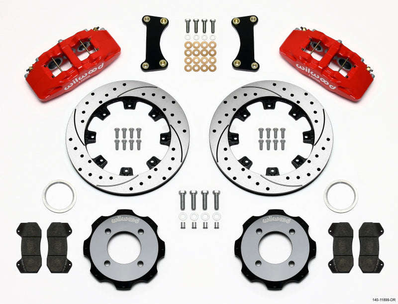 WIL Dynapro Brake Kit - Wilwood Dynapro 6 Front Hat Kit 12.19in Drilled Red 2011 Fiesta