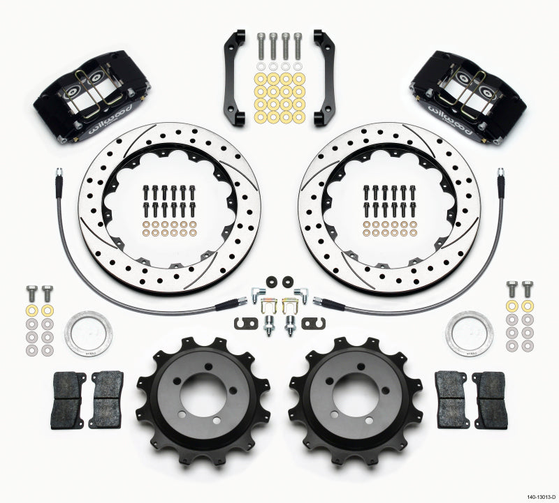 WIL Dynapro Brake Kit - Wilwood Dynapro Radial Rear Kit 12.88in Drilled 2006-2007 Subaru WRX w/Lines