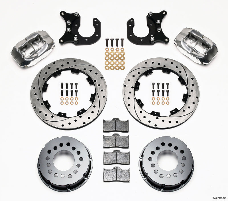 WIL Dynalite Brake Kit - Wilwood Forged Dynalite P/S Rear Kit Drilled Polished New Big Ford 2.50in Offset