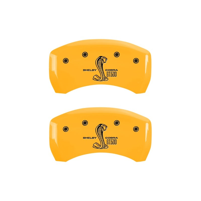 MGP Caliper Covers 2 Logo - MGP Rear set 2 Caliper Covers Engraved Rear GT500 Shelby & Cobra Yellow finish black ch