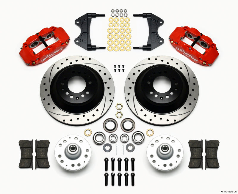 WIL Superlite Brake Kit - Wilwood Narrow Superlite 6R Front Hub & 1PC Rtr Kit 12.88in Drilled -Red WWE ProSpindle
