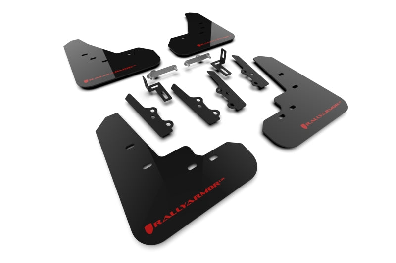 RAL Basic Blk Flap/Red Logo - Rally Armor 2025+ Kia K4 Black Mud Flap Red Logo