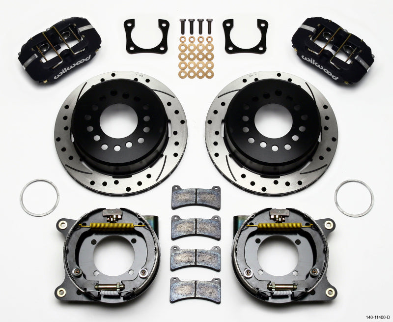WIL Dynapro Brake Kit - Wilwood Dynapro Low-Profile 11.00in P-Brake Kit Drilled Chevy 12 Bolt Spcl 2.81in Off Stag Mount