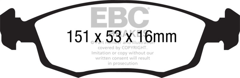 EBC Redstuff Brake Pad Sets - EBC 11+ Fiat 500 1.4 (ATE Calipers) Redstuff Front Brake Pads
