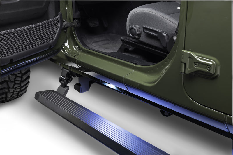 GOR RealTruck VoltStep Running Boards - RealTruck 20-24 Jeep Gladiator CC 4dr VoltStep Electric Running Board Kit (Cut/Drill Req.) - Tex Blk