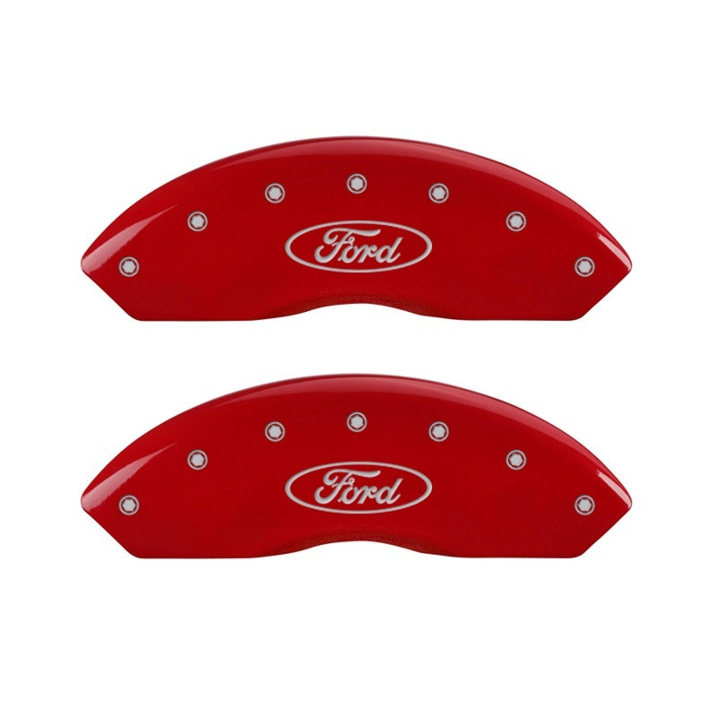 MGP Caliper Covers 2 Logo - MGP Front set 2 Caliper Covers Engraved Front Oval logo/Ford Red finish silver ch