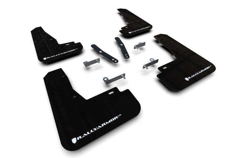 RAL UR Blk Flap/Wht Logo - Rally Armor 22-24 Kia EV6 Black UR Mud Flap White Logo