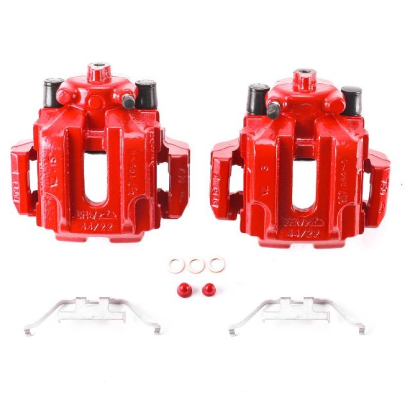 PSB Red Calipers - Power Stop 2006 BMW 330i Rear Red Calipers w/Brackets - Pair