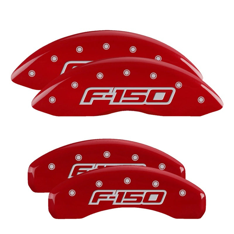 MGP Caliper Covers 4 Logo - MGP 4 Caliper Covers Engraved Front & Rear Oval Logo/Ford Red Finish Silver Char 2014 Ford F-150