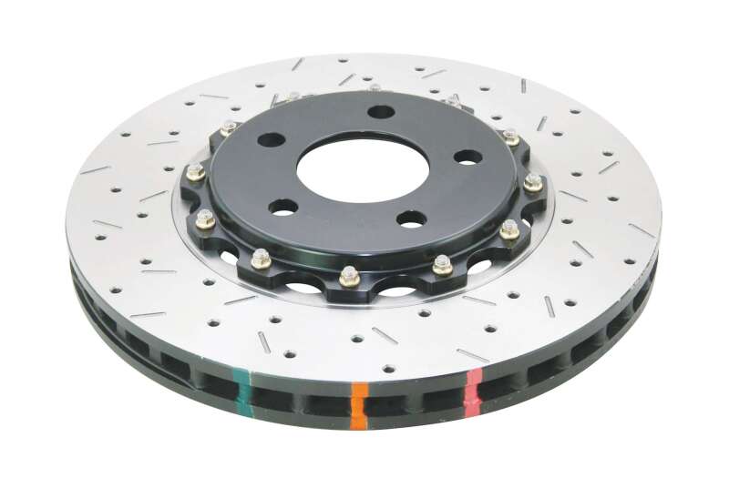 DBA 5000 Slot&Drill Rotors - DBA 05-10 Ford Mustang GT / 11-13 V6 Front Drilled & Slotted 5000 Series 2 Piece Rotor w/ Black Hat