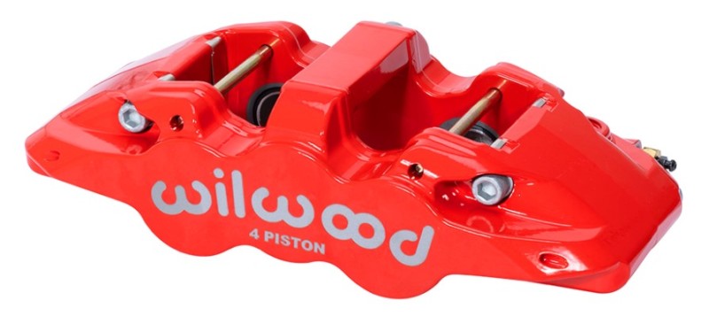WIL Aero Caliper - Wilwood Caliper - Aero4-DS Forged Four-Piston Caliper Black 1.12in Piston 1.10in Rotor - Red