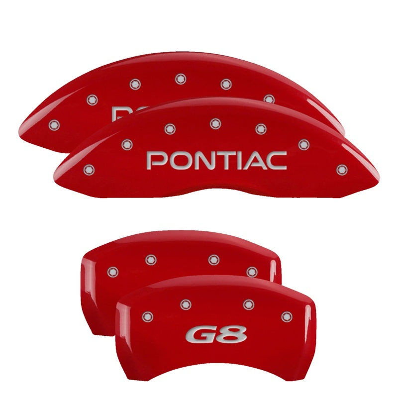 MGP Caliper Covers 4 Logo - MGP 4 Caliper Covers Engraved Front Pontiac Engraved Rear G8 Red finish silver ch