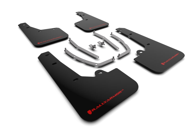 RAL UR Blk Flap/Rd Logo - Rally Armor 22-24 Hyundai Tucson Black UR Mud Flap w/Red Logo