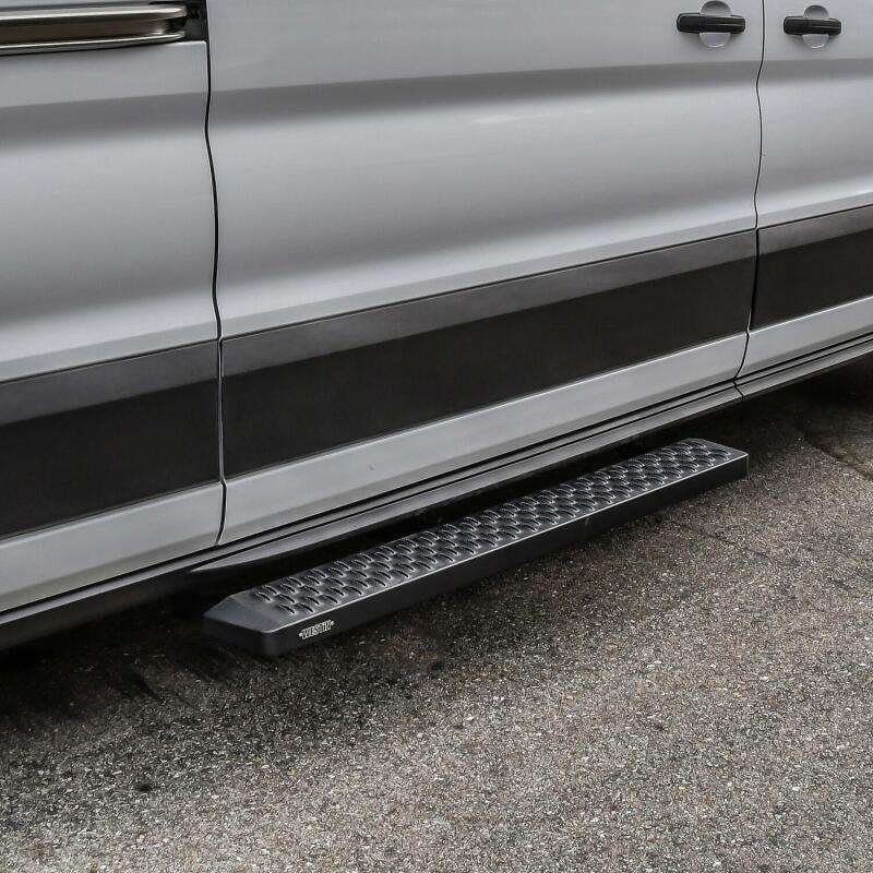 WES Running Boards - Grate - Westin Ford Transit Van 150/250/350 (Single 54in Pass Door) Grate Steps Running Boards - Tex. Blk