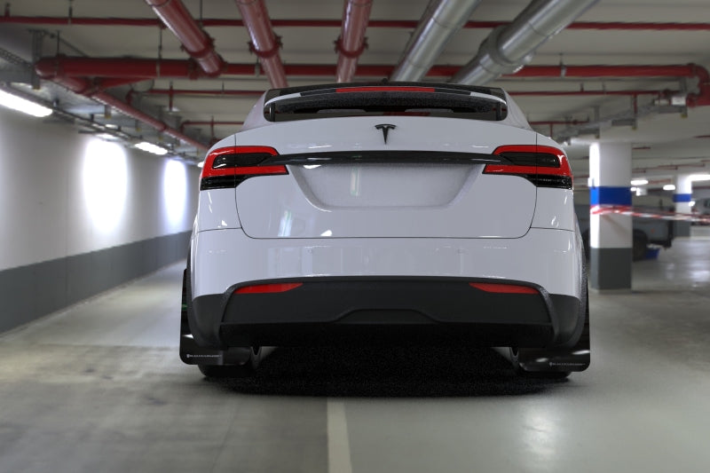 RAL UR Blk Flap/Wht Logo - Rally Armor 22-26 Tesla Model X Black UR Mud Flap w/White Logo