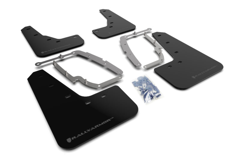 RAL UR Blk Flap/Dark Grey Logo - Rally Armor 17-23 Tesla Model 3 Black UR Mud Flap w/Dark Grey Logo