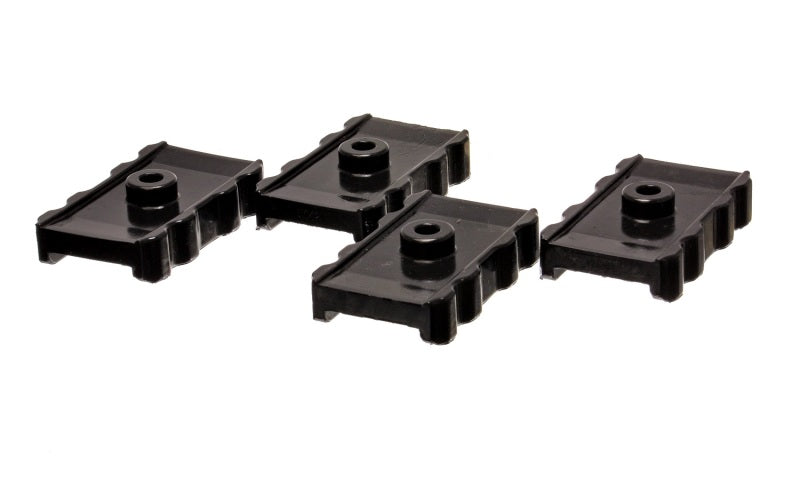 ES Spring Isolators - Black - Energy Suspension 73-78 Chrysler Black Leaf Spring Isolator Set w/ Ribbed Sides