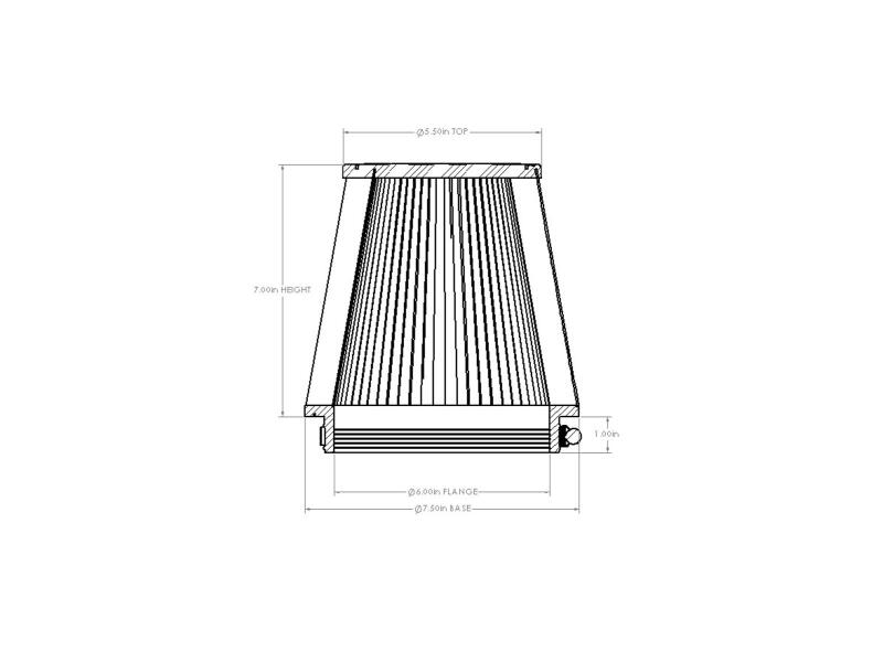 AFE Universal D2 Dura Dry Air Filter - aFe POWER Universal Clamp-On Air Filter w/ D2 Dura-Dry Media - 6in F x 7.5in B x 5.5in T x 7in H