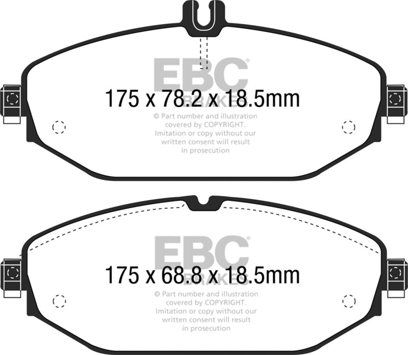 EBC Yellowstuff Brake Pad Sets - EBC 15+ Mercedes-Benz C300 (W205) 2.0 Turbo Yellowstuff Front Brake Pads