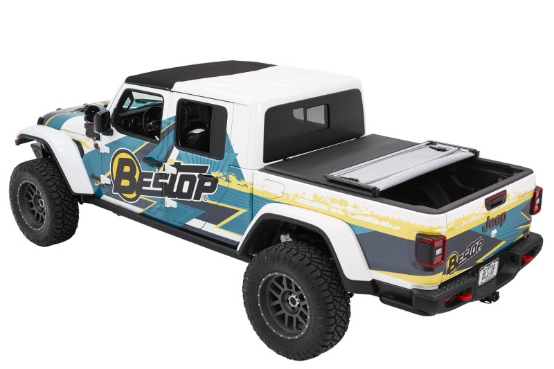 BES EZ-Fold Tonneau Covers - Bestop Fold Soft Tonneau - 20-26 Jeep Gladiator For 5 Ft. Bed Ez (Premium Black Twill)