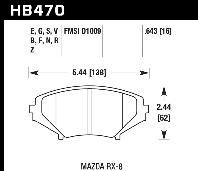HAWK HPS Brake Pad Sets - Hawk 04-09 RX8 HPS Street Front Brake Pads (D1009)