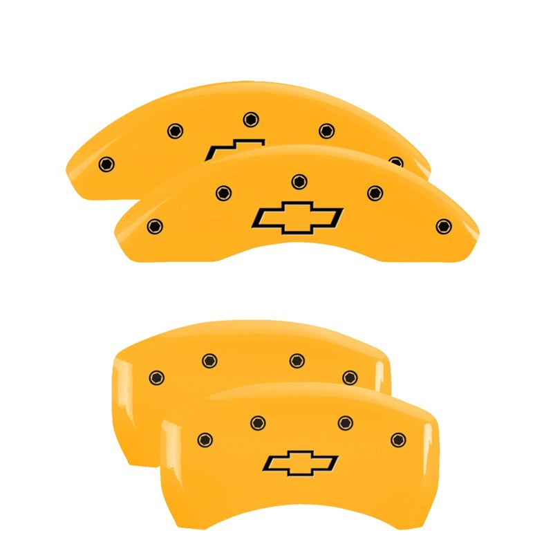MGP Caliper Covers 4 Logo - MGP 4 Caliper Covers Engraved Front & Rear Bowtie Yellow finish black ch