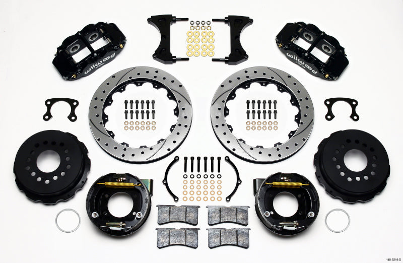 WIL Superlite Brake Kit - Wilwood Narrow Superlite 4R Rear P-Brk Kit 12.88in Drilled Big Ford New Style 2.50in Offset