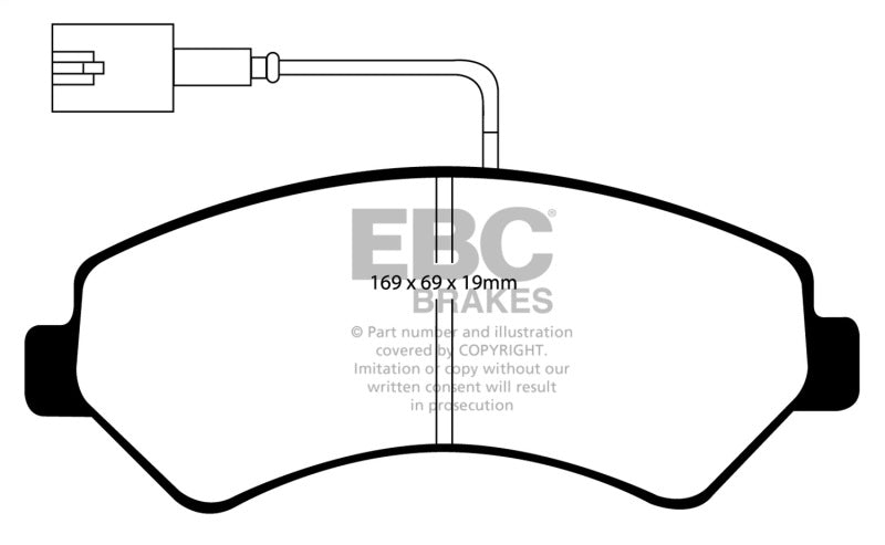 EBC Yellowstuff Brake Pad Sets - EBC 2014-2016 Ram Trucks Promaster 3.0L TD Yellowstuff Front Brake Pads