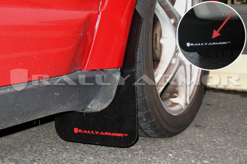 RAL UR Blk Flap/Wht Logo - Rally Armor 05-09 Subaru Legacy / Outback Black UR Mud Flap w/White Logo