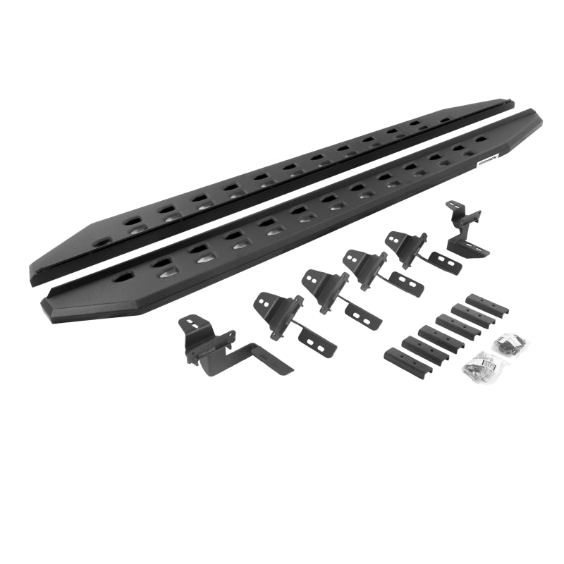 GOR RB20 Slim Running Boards - Go Rhino 07-18 Jeep Wrangler JK 4DR RB20 Slim Running Boards Kit (Incl. Brackets) - Tex. Blk