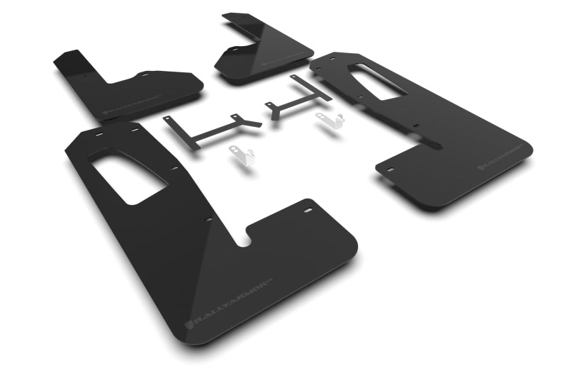 RAL UR Blk Flap/Met. Blk Logo - Rally Armor 22-26 Rivian R1S Black UR Mud Flap w/Metallic Black Logo