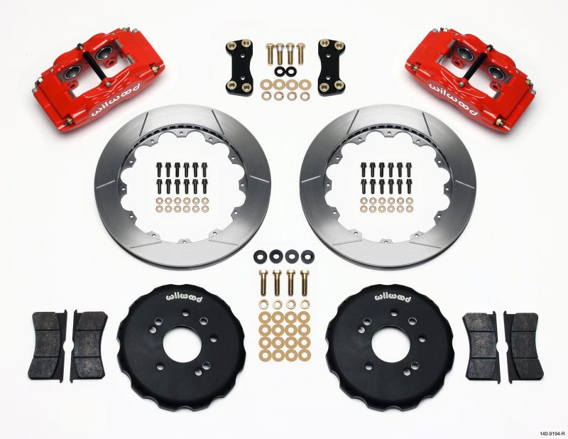 WIL Superlite Brake Kit - Wilwood FSLI4 Front Hat Kit 13.00in Drilled Red Nissan 240SX