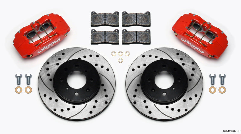 WIL Dynapro Brake Kit - Wilwood DPHA Front Caliper & Rotor Kit Drill Red Honda / Acura w/ 262mm OE Rotor