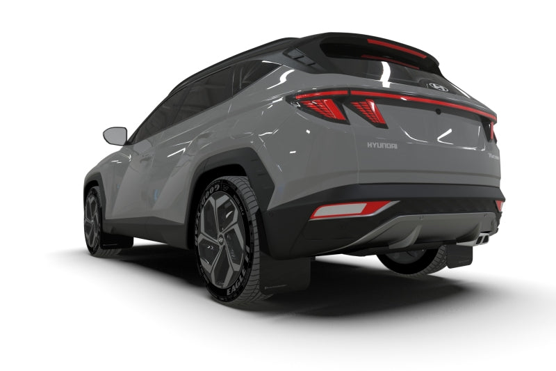 RAL UR Blk Flap/Grey Logo - Rally Armor 22-24 Hyundai Tucson Black UR Mud Flap w/Grey Logo