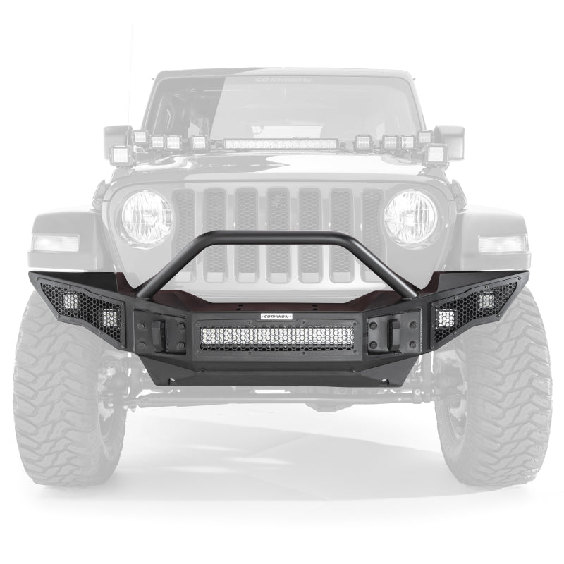 GOR Rockline Bumper - Go Rhino 07-20 Jeep Wrangler JL/JLU/JK/JKU/Gladiator JT Rockline Full Width Bumper w/ Overrider