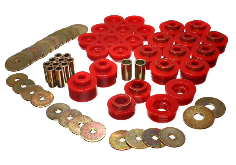 ES Body Mounts - Red - Energy Suspension 82-87 Buick Century/Regal/Skylark / 78-88 Chevelle/Monte Carlo Body Mount Set