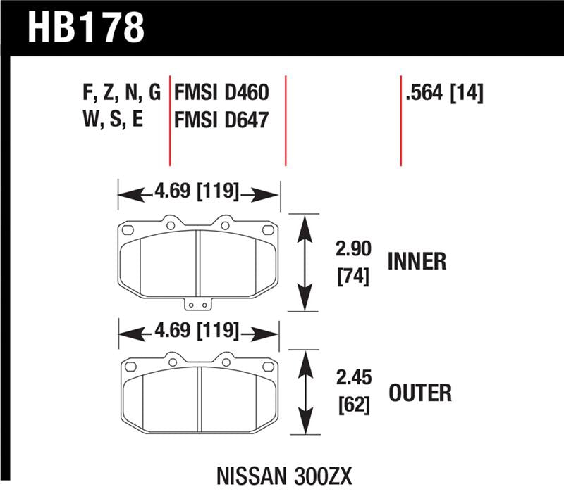 HAWK Blue 9012 Brake Pad Sets - Hawk 06-07 WRX / 89-96 Nissan 300ZX / 89-93 Skyline GT-R Blue 9012 Front Race Pads