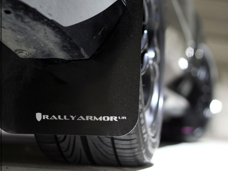 RAL UR Blk Flap/Wht Logo - Rally Armor 12-16 Subaru Impreza 4D/5D Black UR Mud Flap w/White Logo