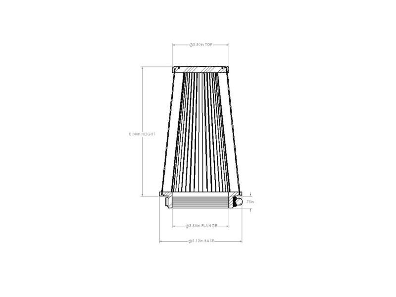 AFE Universal D2 Dura Dry Air Filter - aFe POWER Universal Clamp-On Air Filter w/ D2 Dura-Dry Media - 3-1/2in F x 5in B x 3-1/2in T x 8in H