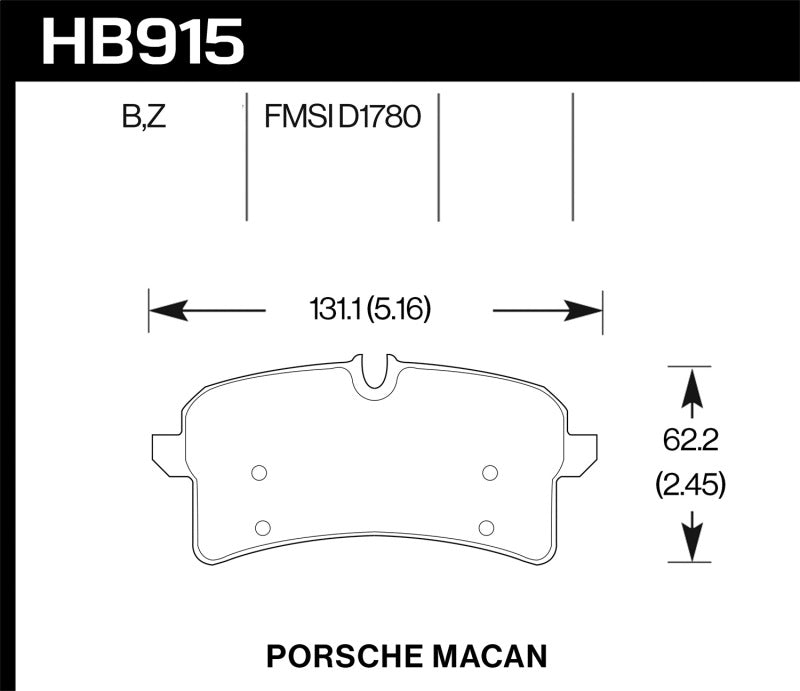 HAWK Ceramic Brake Pad Sets - Hawk 16-18 Porsche Macan Performance Ceramic Street Rear Brake Pads