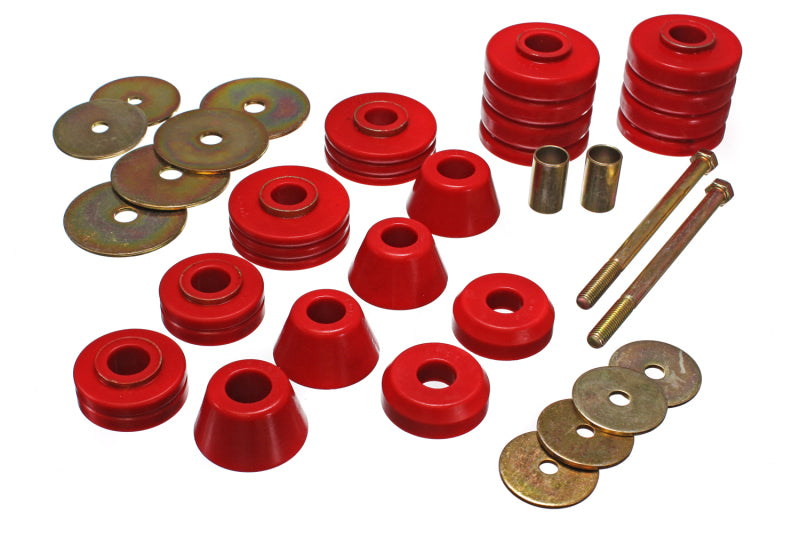 ES Body Mounts - Red - Energy Suspension 67-72 GM 3/4 Ton C-20/C2500 / 1 Ton C-30/C3500 2WD Red Body(cab) Mount Set