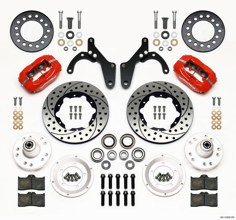 WIL Dynalite Brake Kit - Wilwood Forged Dynalite Front Kit 11.00in Drill-Red 59-64 Chevy Impala / 63-64 Corvette