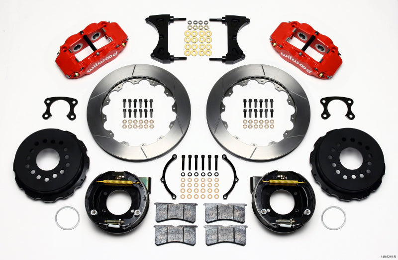 WIL Superlite Brake Kit - Wilwood Narrow Superlite 4R Rear P-Brk Kit 12.88in Red Big Ford New Style 2.50in Offset