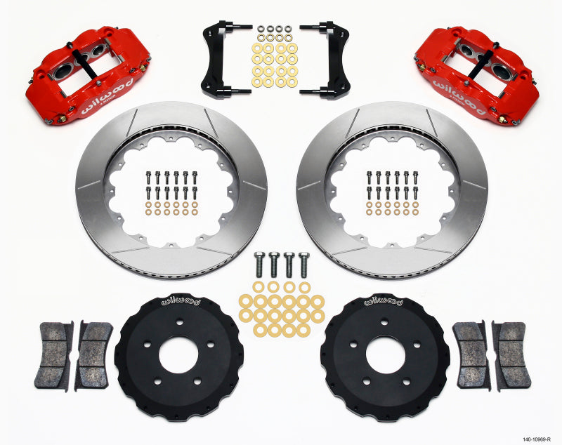 WIL Superlite Brake Kit - Wilwood Narrow Superlite 6R Front Hat Kit 14.00in Red Backdraft Cobra (BMW E36 Based)