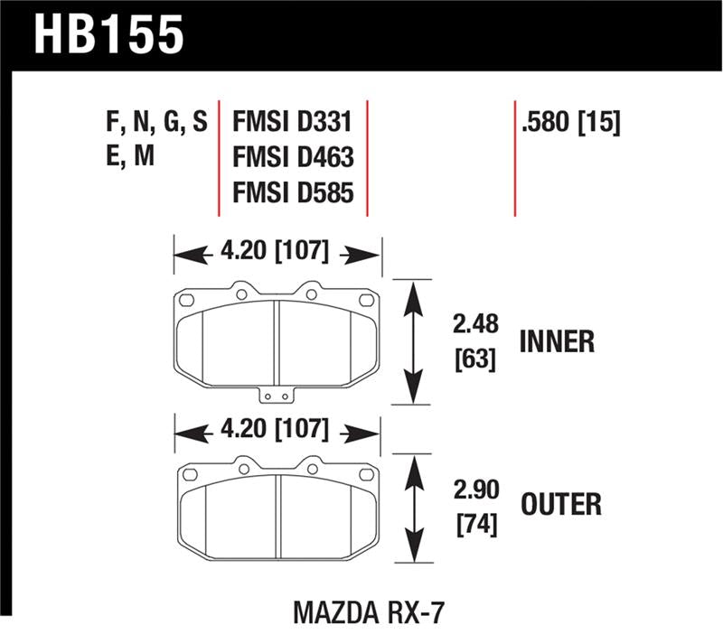 HAWK Black Brake Pad Sets - Hawk 86-95 Mazda RX-7 (Exc 1992) Black Race Front Brake Pads